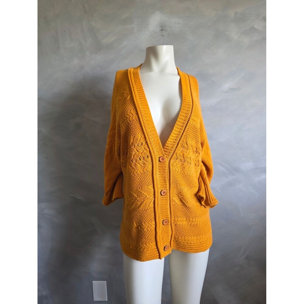 Rena Lange Merigold Boyfriend Style Cardigan Sweater Cotton Sz L Knit